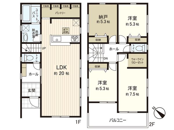 高座郡寒川町大曲3丁目 新築戸建 1号棟 間取図(平面図) 高座郡寒川町大曲3丁目 新築戸建 1号棟 間取図(平面図)