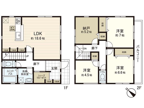 高座郡寒川町大曲3丁目 新築戸建 2号棟 間取図(平面図) 高座郡寒川町大曲3丁目 新築戸建 2号棟 間取図(平面図)