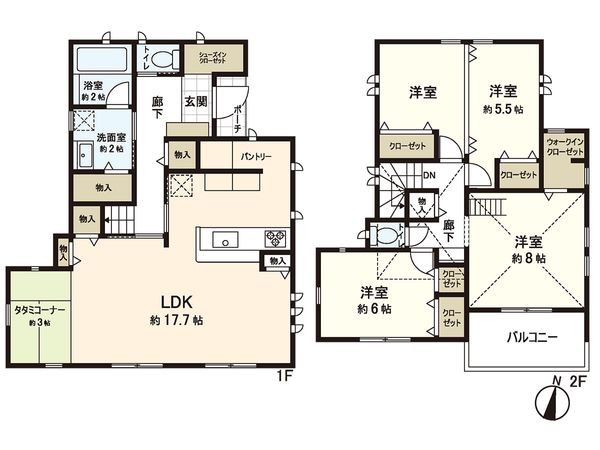 茅ヶ崎市矢畑 新築戸建 A棟 間取図(平面図) 茅ヶ崎市矢畑 新築戸建 A棟 間取図(平面図)
