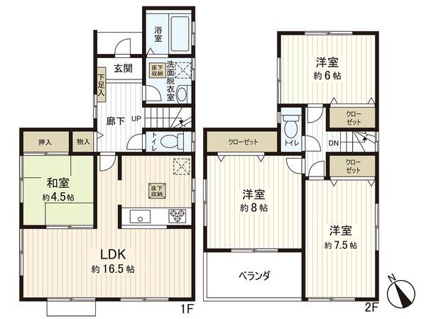 茅ヶ崎市ひばりが丘 戸建 間取図(平面図) 茅ヶ崎市ひばりが丘 戸建 間取図(平面図)