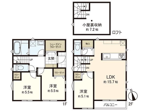 茅ヶ崎市中島 新築戸建 A号棟 間取図(平面図) 茅ヶ崎市中島 新築戸建 A号棟 間取図(平面図)