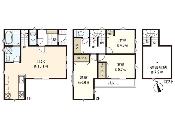 茅ヶ崎市中島 新築戸建 B号棟 間取図(平面図) 茅ヶ崎市中島 新築戸建 B号棟 間取図(平面図)