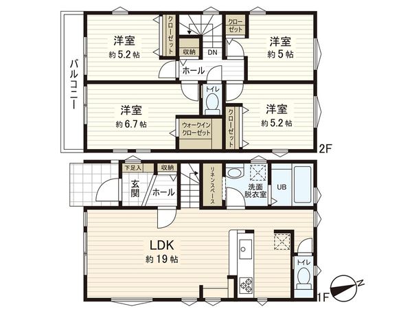 茅ヶ崎市高田3丁目 新築2号棟 間取図(平面図) 茅ヶ崎市高田3丁目 新築2号棟 間取図(平面図)