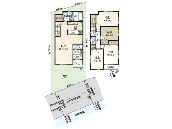 茅ヶ崎市柳島海岸 新築戸建 1号棟 間取図(平面図) 茅ヶ崎市柳島海岸 新築戸建 1号棟 間取図(平面図)