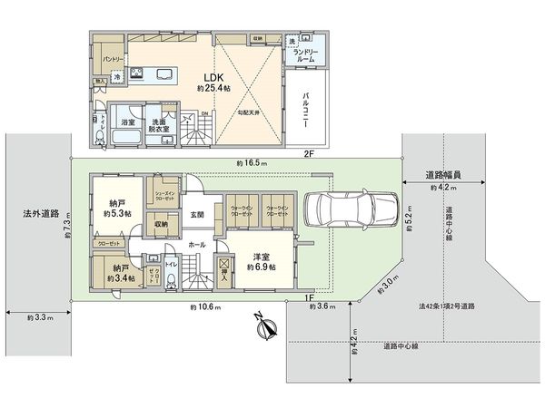 茅ケ崎市東海岸北4丁目 戸建 間取図(平面図)
