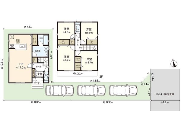 高座郡寒川町倉見 新築戸建 1号棟 間取図(平面図)