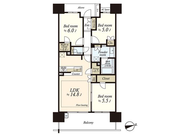 ザ・パークハウス茅ヶ崎 間取図(平面図) 間取図(平面図)