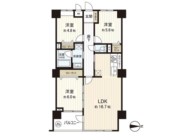 ライオンズマンション茅ヶ崎中央公園 間取図(平面図)