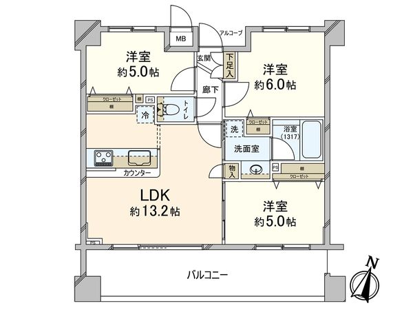 ヒューニティ茅ヶ崎 間取図(平面図) ヒューニティ茅ヶ崎 間取図(平面図)
