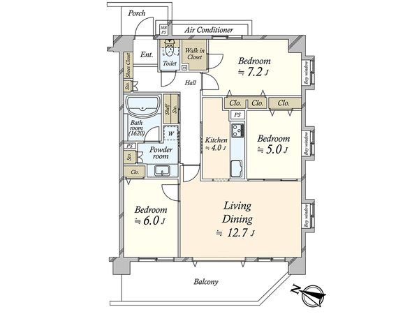 クリオ茅ヶ崎柳島海岸 間取図(平面図)