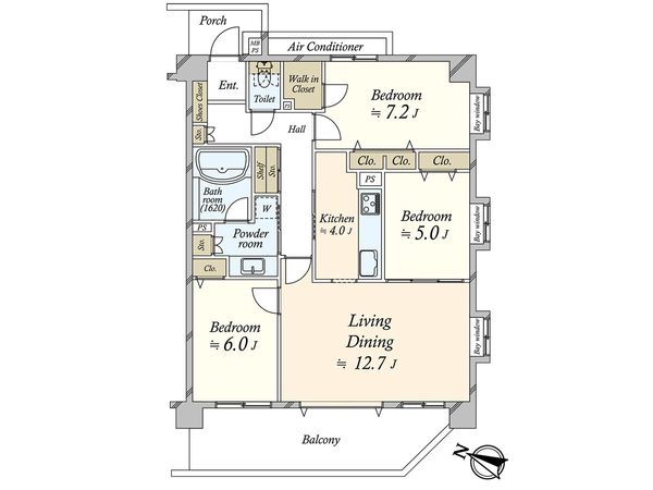 クリオ茅ヶ崎柳島海岸 間取図(平面図)