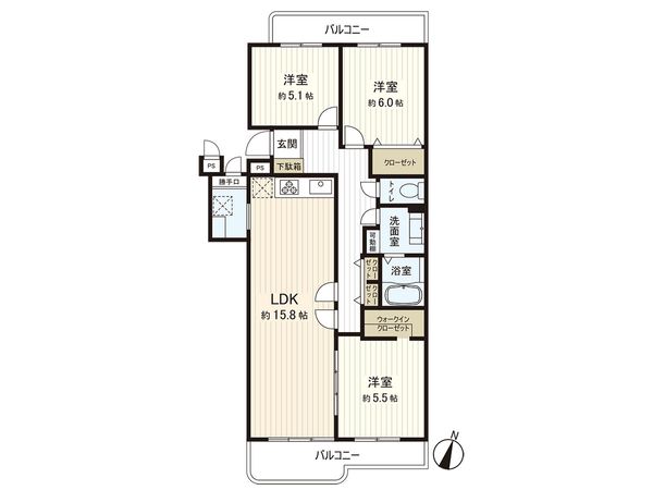 パークタウン茅ヶ崎 5号棟 間取図(平面図) パークタウン茅ヶ崎 5号棟 間取図(平面図)