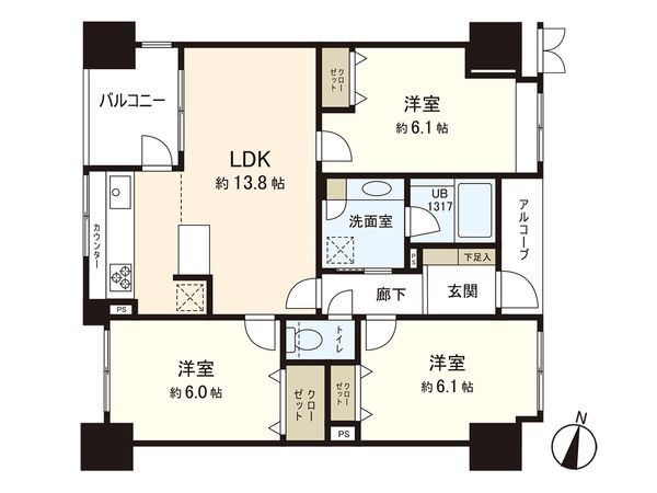 サーパス茅ヶ崎駅前 間取図(平面図) 間取図(平面図)