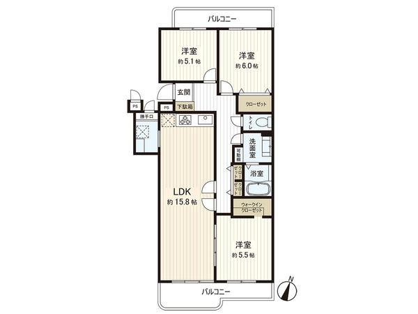 パークタウン茅ヶ崎 5号棟 間取図(平面図) 間取図(平面図)