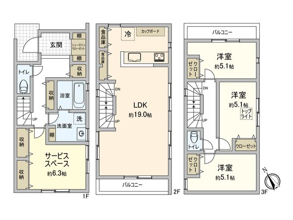 横浜市栄区飯島町 新築戸建3号棟 間取図(平面図)
