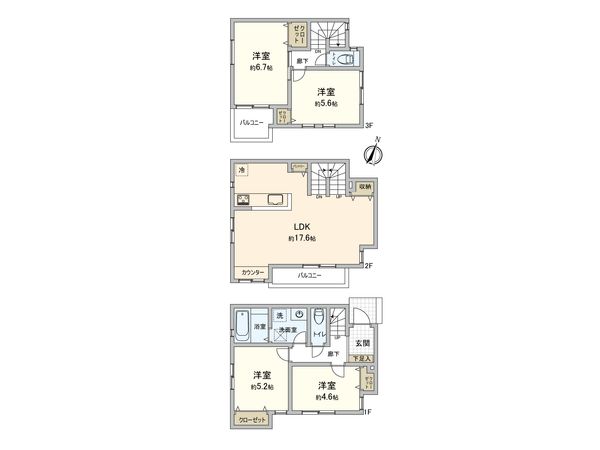 鎌倉市小袋谷2丁目 新築戸建2号棟 間取図(平面図)