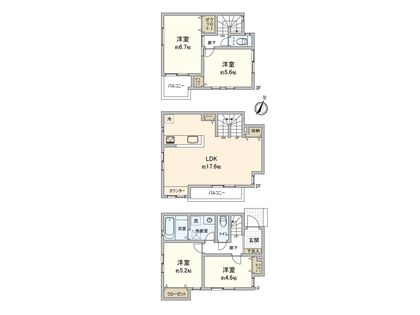 鎌倉市小袋谷2丁目 新築戸建2号棟 間取図(平面図)