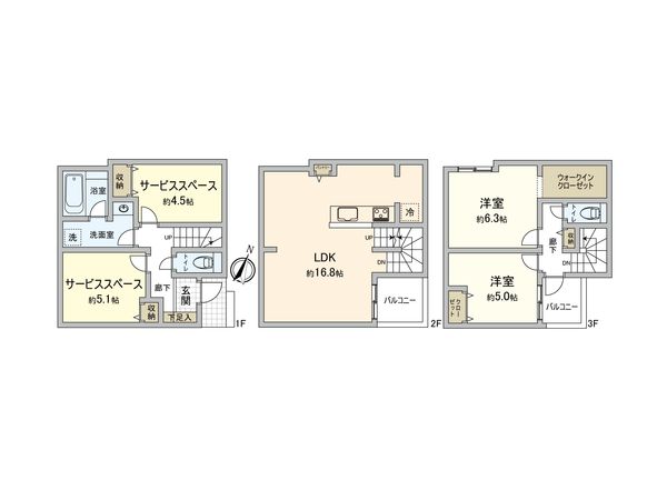 鎌倉市小袋谷2丁目 新築戸建1号棟 間取図(平面図) 鎌倉市小袋谷2丁目 新築戸建1号棟 間取図(平面図)