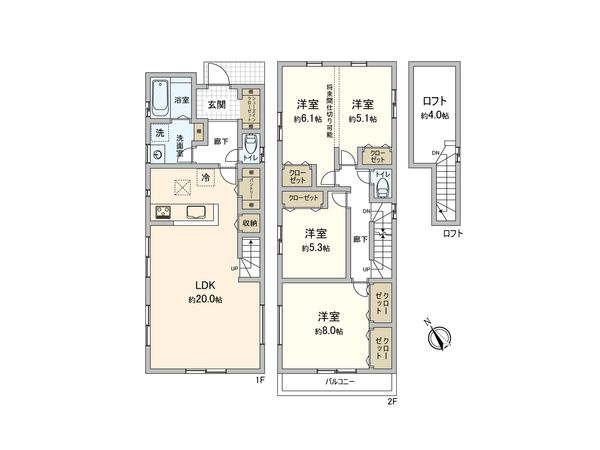 鎌倉市岩瀬 新築戸建2号棟 間取図(平面図)