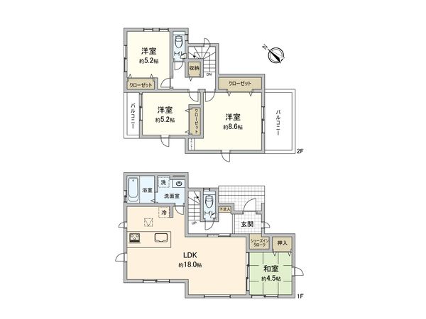 鎌倉市手広 新築戸建1号棟 間取図(平面図)