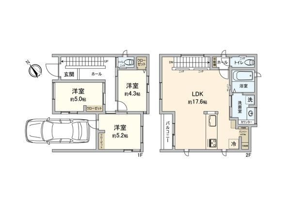 横浜市栄区公田町 新築戸建1号棟 間取図(平面図)