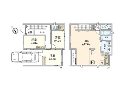 横浜市栄区公田町 新築戸建1号棟 間取図(平面図)