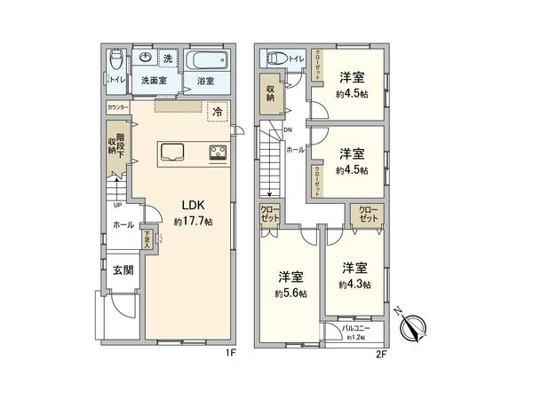 横浜市栄区公田町 新築戸建2号棟 間取図(平面図)