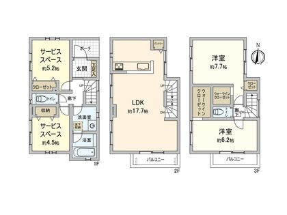 鎌倉市台4丁目 新築戸建2号棟 間取図(平面図)