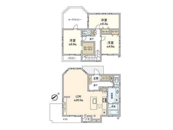 横浜市戸塚区小雀町 新築戸建 間取図(平面図) 間取図(平面図)
