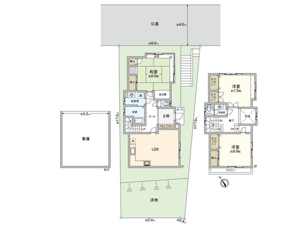鎌倉市小袋谷2丁目 戸建 間取図(平面図) 鎌倉市小袋谷2丁目 戸建 間取図(平面図)