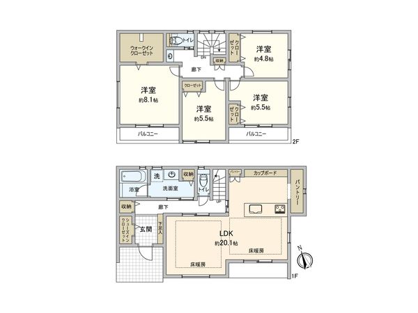 鎌倉市手広 新築戸建1号棟 間取図(平面図) 鎌倉市手広 新築戸建1号棟 間取図(平面図)