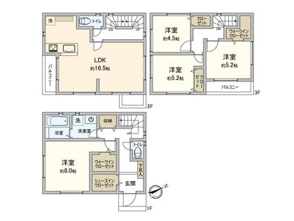 鎌倉市岡本2丁目 新築戸建2号棟 間取図(平面図)