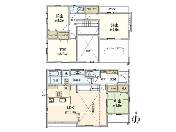 鎌倉市今泉台4丁目 新築戸建 間取図(平面図) 鎌倉市今泉台4丁目 新築戸建 間取図(平面図)