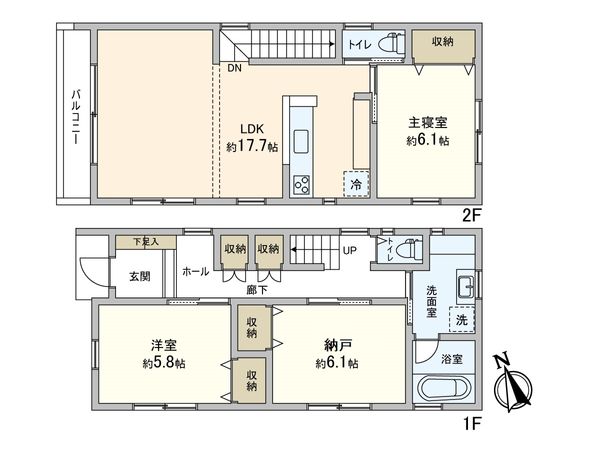 鎌倉市岩瀬 新築戸建 1号棟 間取図(平面図)