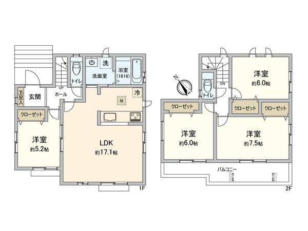 鎌倉市今泉台7丁目 新築戸建 間取図(平面図) 鎌倉市今泉台7丁目 新築戸建 間取図(平面図)
