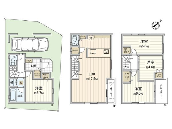 鎌倉市岡本新築戸建 1号棟 間取図