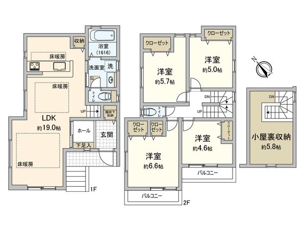 横浜市栄区飯島町 新築戸建A号棟 間取図(平面図) 横浜市栄区飯島町 新築戸建A号棟 間取図(平面図)
