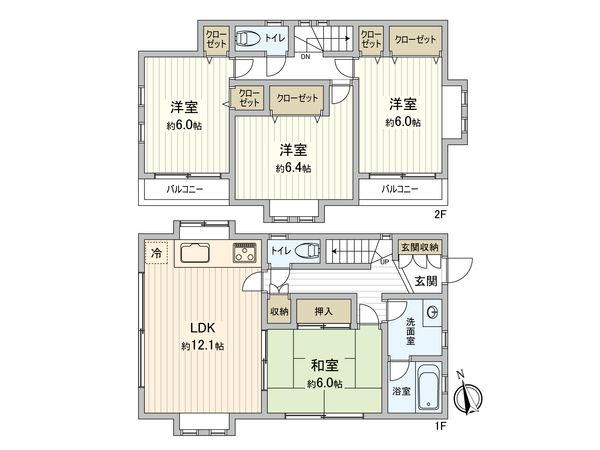横浜市栄区公田町 戸建 間取図(平面図) 横浜市栄区公田町 戸建 間取図(平面図)
