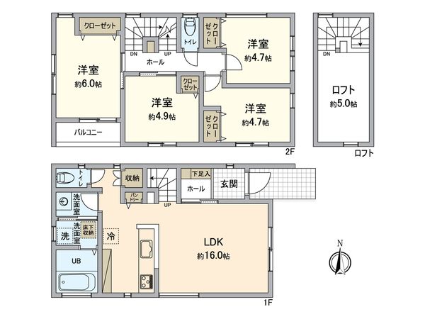鎌倉市大船 新築戸建A棟 間取図(平面図) 鎌倉市大船 新築戸建A棟 間取図(平面図)