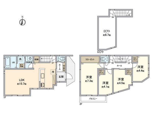 鎌倉市大船 新築戸建B棟 間取図(平面図) 鎌倉市大船 新築戸建B棟 間取図(平面図)