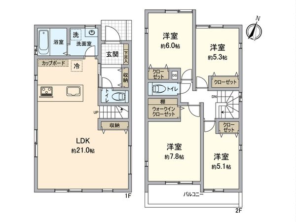 鎌倉市西鎌倉1丁目 新築戸建2号棟 間取図(平面図) 鎌倉市西鎌倉1丁目 新築戸建2号棟 間取図(平面図)