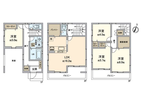 鎌倉市小袋谷2丁目 新築戸建1号棟 間取図(平面図) 鎌倉市小袋谷2丁目 新築戸建1号棟 間取図(平面図)