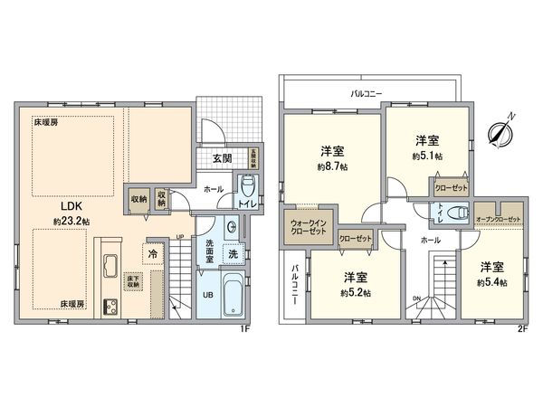 横浜市栄区飯島町 新築戸建1号棟 間取図(平面図) 横浜市栄区飯島町 新築戸建1号棟 間取図(平面図)