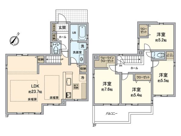 横浜市栄区飯島町 新築戸建2号棟 間取図(平面図) 横浜市栄区飯島町 新築戸建2号棟 間取図(平面図)