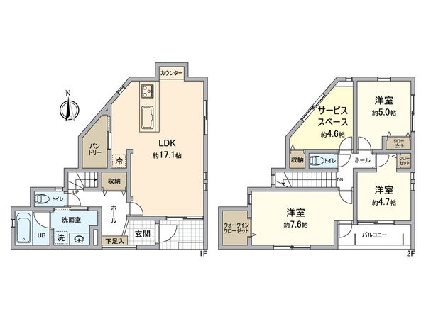 横浜市栄区笠間4丁目 新築戸建2号棟 間取図(平面図) 横浜市栄区笠間4丁目 新築戸建2号棟 間取図(平面図)