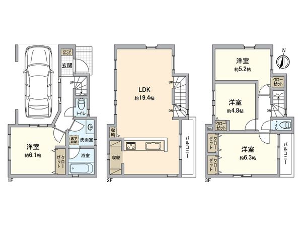 横浜市栄区小菅ケ谷2丁目 新築戸建 間取図(平面図) 横浜市栄区小菅ケ谷2丁目 新築戸建 間取図(平面図)