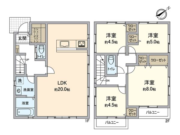 鎌倉市岩瀬 新築戸建 間取図(平面図) 鎌倉市岩瀬 新築戸建 間取図(平面図)