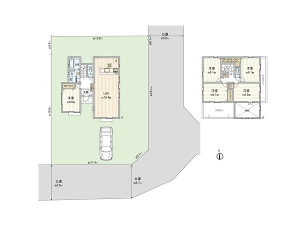 鎌倉市城廻 新築戸建 間取図(平面図) 鎌倉市城廻 新築戸建 間取図(平面図)