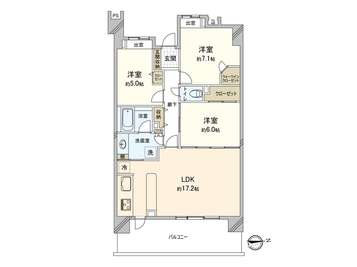 ライオンズマンション鎌倉常盤 間取図(平面図) 間取図(平面図)