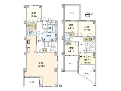 東急ドエルアルス鎌倉植木 B棟 間取図(平面図)